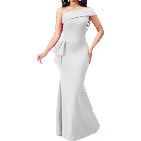 Women's A-white Long Floor Length Mermaid Imported Pull On Maxi Dress - Picture 2 of 6